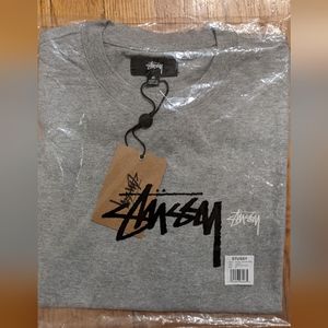 STUSSY - Mens Stock Logo SS Crew (Grey Heather) (Medium)